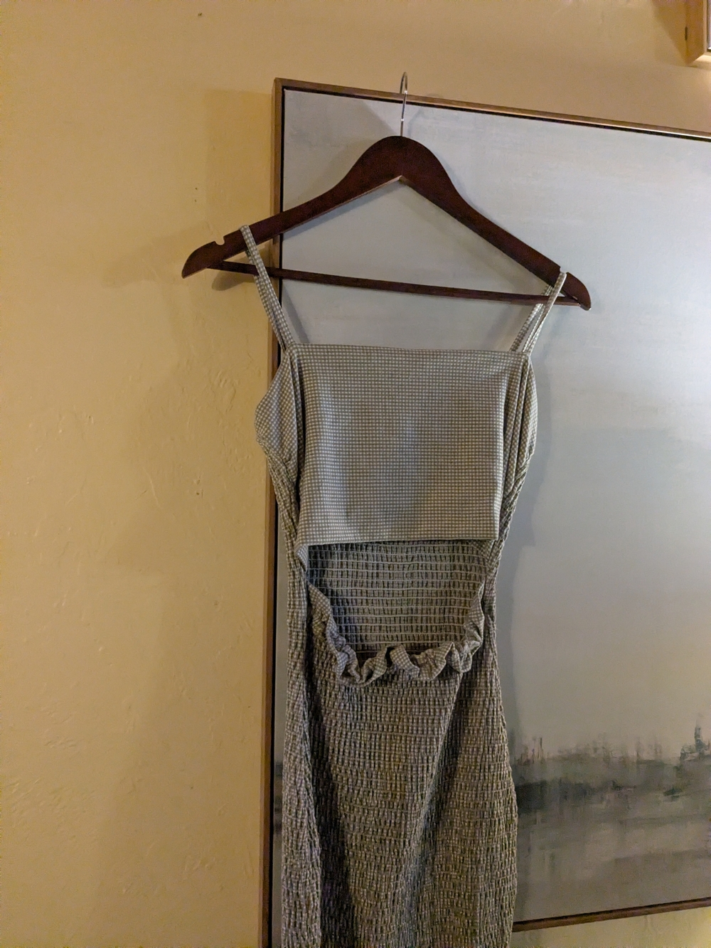 MARBLE Smocked Midi Dress in Light Brown
